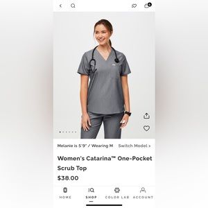 Figs Catarina One-Pocket scrub top in Graphite - Size: M